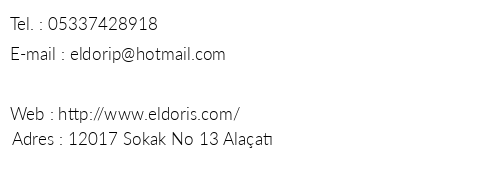 Eldoris Hotel telefon numaralar, faks, e-mail, posta adresi ve iletiim bilgileri